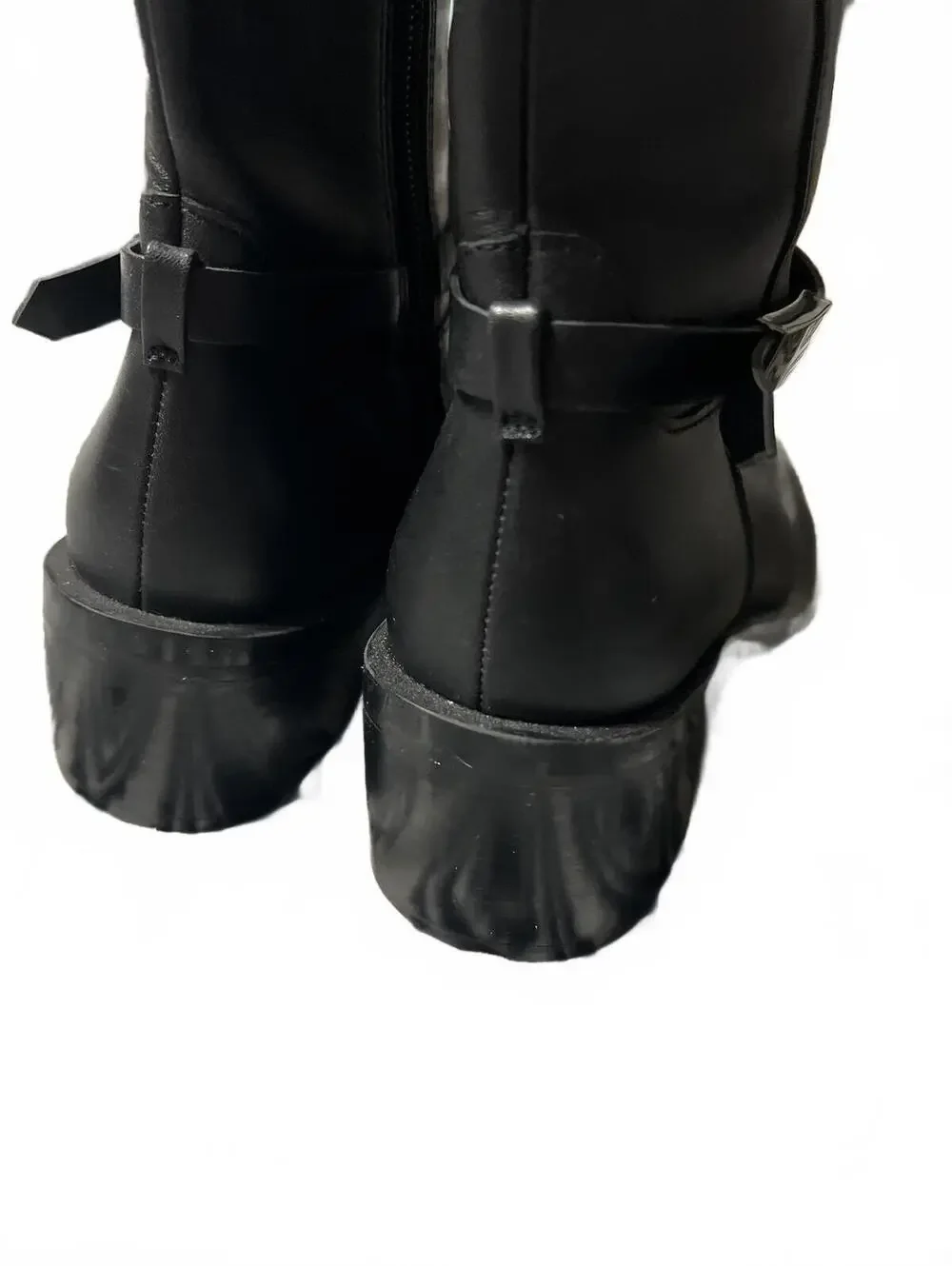L.Paolo Black knee-high Leather Boots Block Heel 6